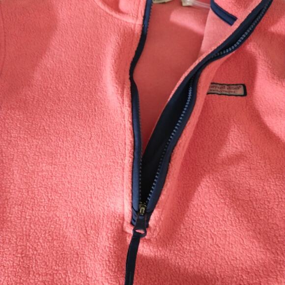 Vineyard Vines Fleece Sweatshirt Women's XXS Salmon 1/4 Zip Long Sleeve Pullover - Picture 4 of 9